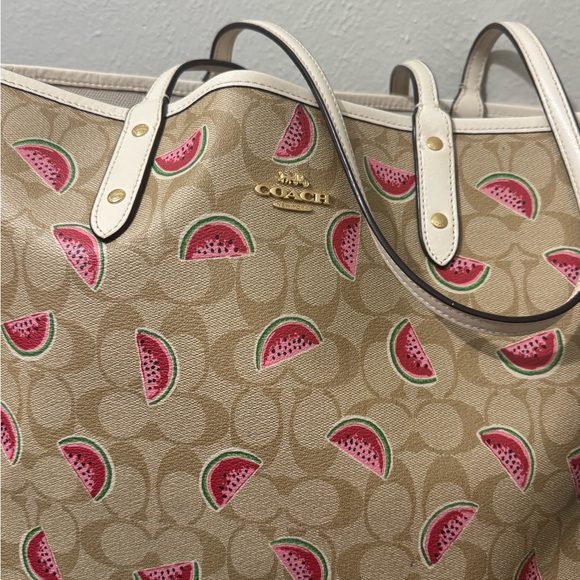 Coach Tan and Pink Watermelon Tote - Picture 1 of 1